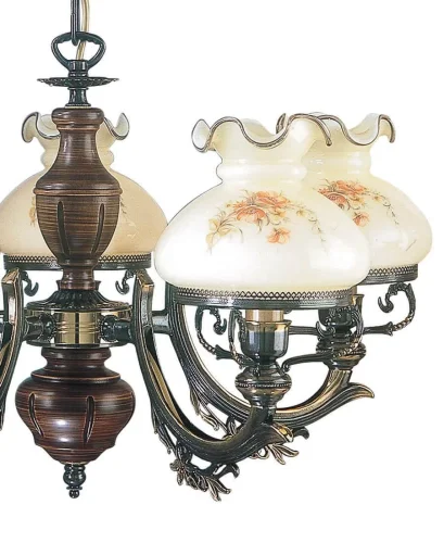 Люстра подвесная  L 2812/5 Reccagni Angelo бежевая на 5 ламп, основание коричневое бронзовое в стиле классический кантри выдувное фото 2